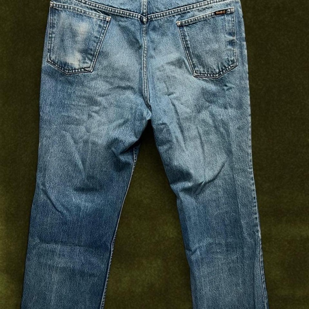 1970s Vintage Sears Thumbs Up Regular Fit Flare Denim Jeans - 38x27 - Picture 7 of 8